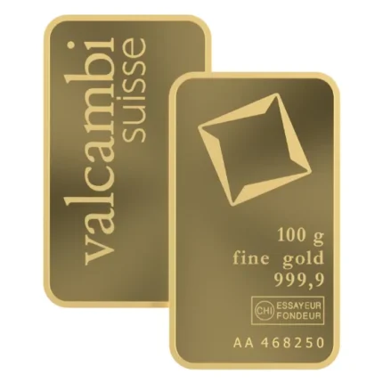 Valcambi gold bar 100g -goldiamart
