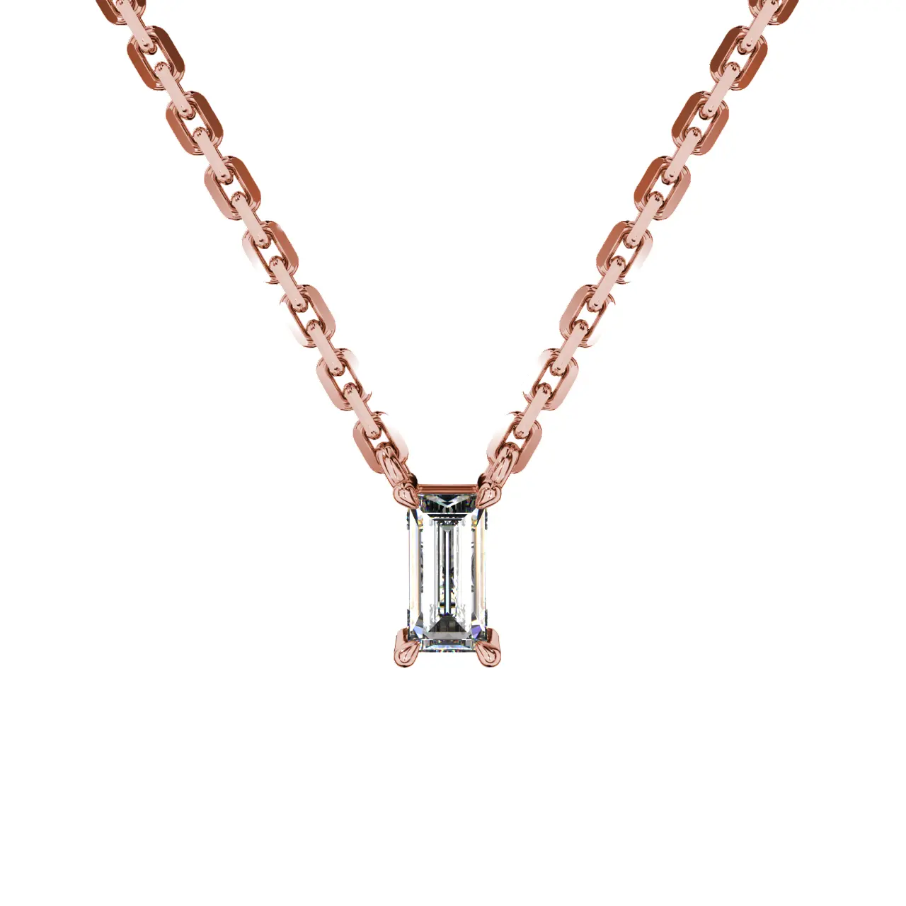 Front view-Rose gold-Photoroom Emerald Cut Jewelry Pendant – Goldiamart Jewelry