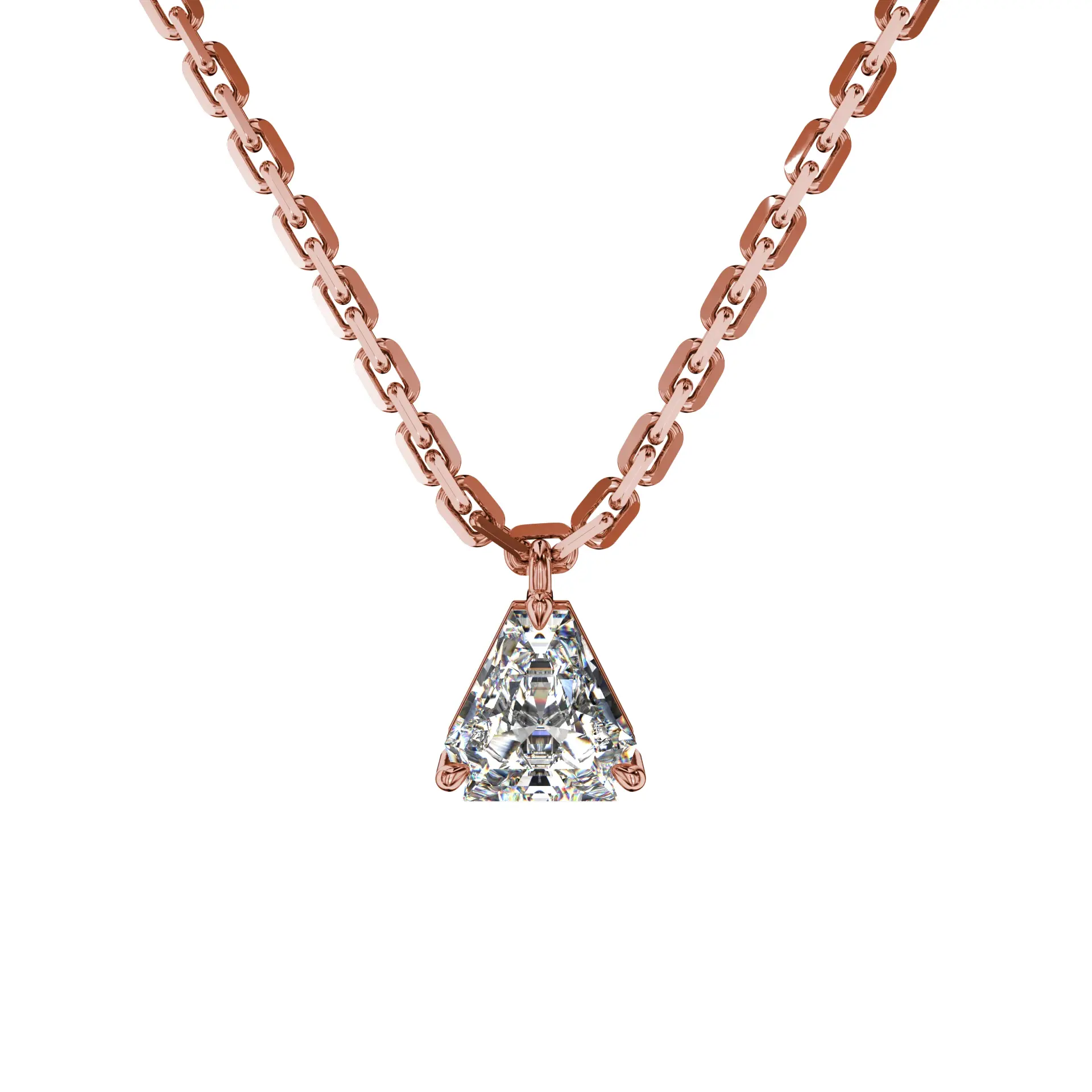 pendant-Top-view-Rose-gold-1 Elegant Trillion Cut Gold Pendant – Goldiamart Jewelry