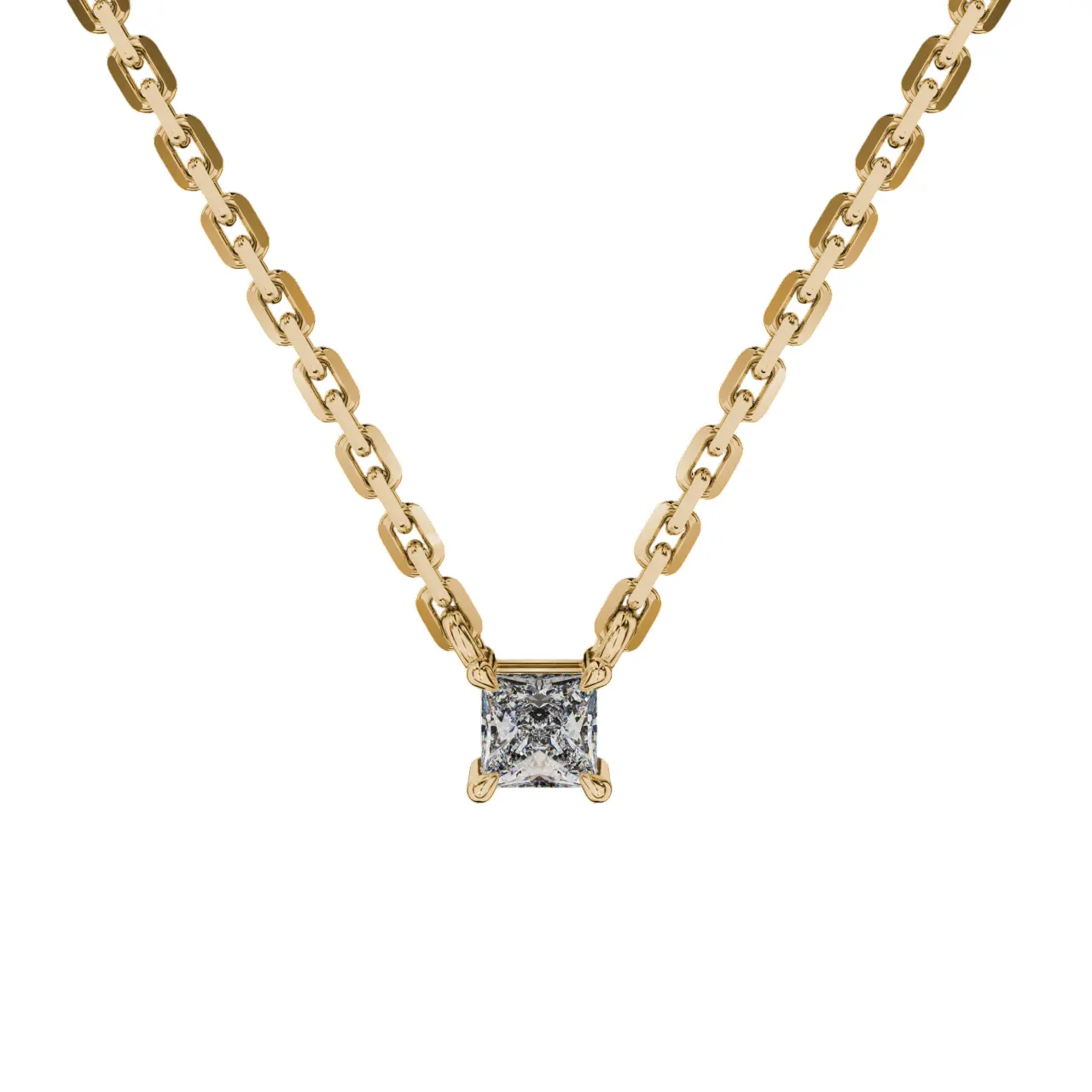 Perspective view-2-Yellow gold-Photoroom Princess Cut Jewelry Pendant – Goldiamart Jewelry